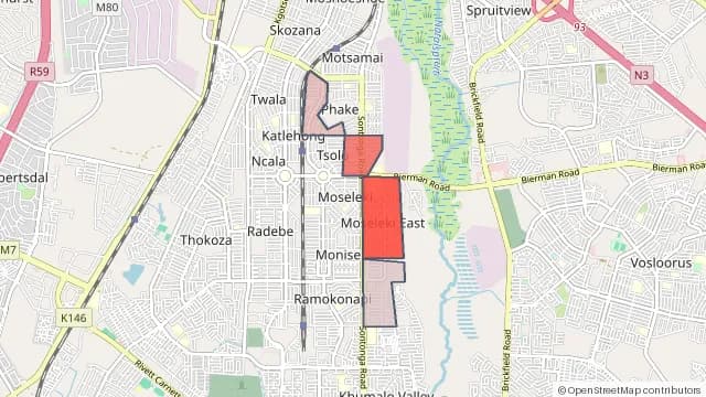 Map of areas affected by the power outage around Hlahatsi