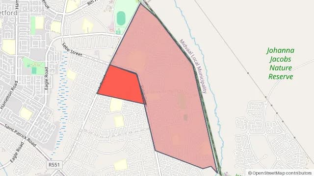 Map of areas affected by the power outage around Orange Farm Ext 1