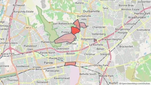 Map of areas affected by the power outage around De Bron