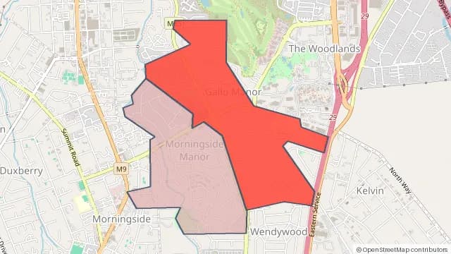 Map of areas affected by the water outage around Gallo Manor