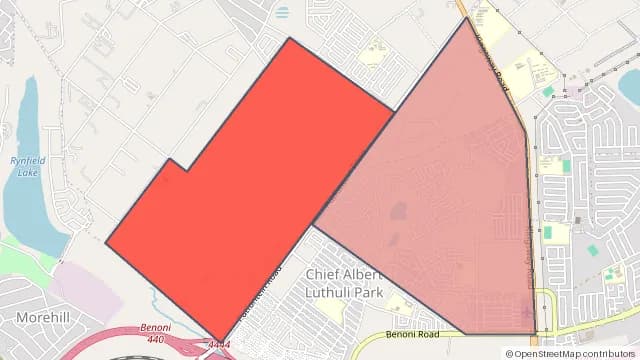 Map of areas affected by the power outage around Chief A Luthuli Park X4