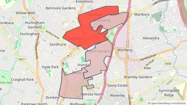 Map of areas affected by the water outage around Atholl