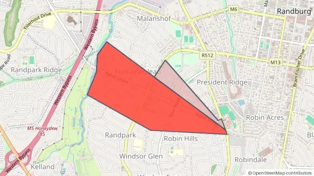Map of areas affected by the power outage around Fontainebleau