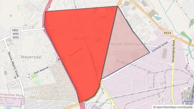 Map of areas affected by the internet outage around General Albertspark