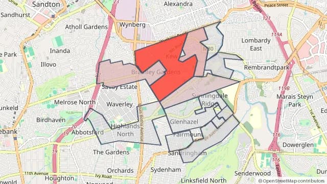 Map of areas affected by the power outage around Bramley