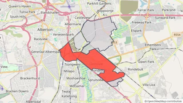 Map of areas affected by the power outage around Mapleton Ext 10