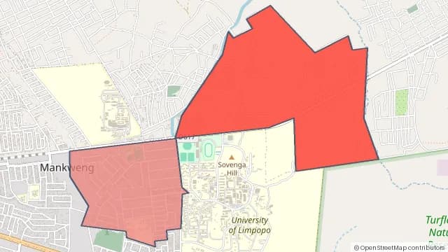 Map of areas affected by the power outage around Ga-Motholo