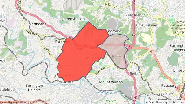 Map of areas affected by the power outage around Hillary